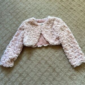 NFS.  Iris & Ive fancy shrug, blush pink, to wear over dresses. Size 2T, EUC